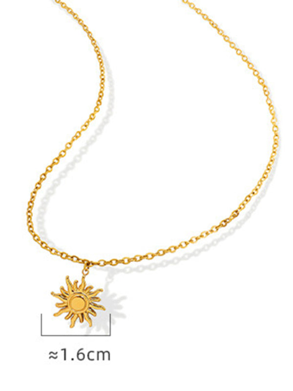 New clavicle chain fashionable simple small sun pendant titanium steel necklace - Hiccupzz