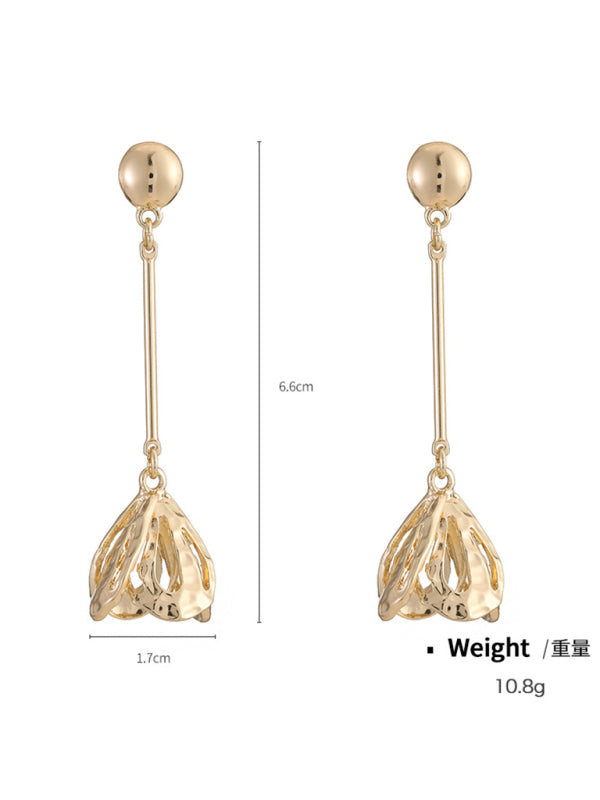 New geometric metal flower earrings - Hiccupzz