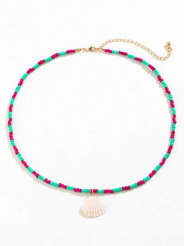 New shell detachable stacked beaded necklace - Hiccupzz