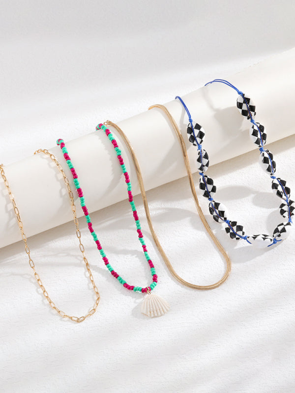 New shell detachable stacked beaded necklace - Hiccupzz