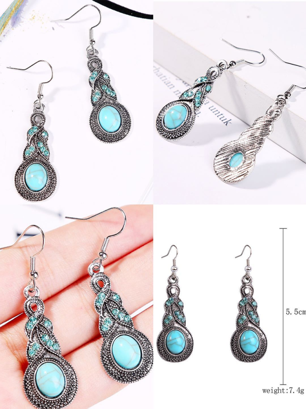 Bohemian vintage ethnic turquoise earring set - Hiccupzz