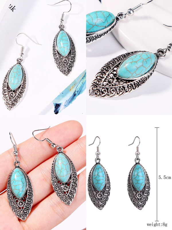 Bohemian vintage ethnic turquoise earring set - Hiccupzz