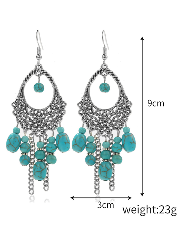 Bohemian vintage ethnic turquoise earring set - Hiccupzz