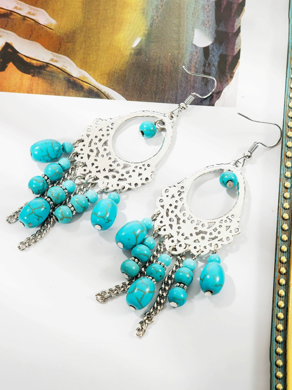 Bohemian vintage ethnic turquoise earring set - Hiccupzz