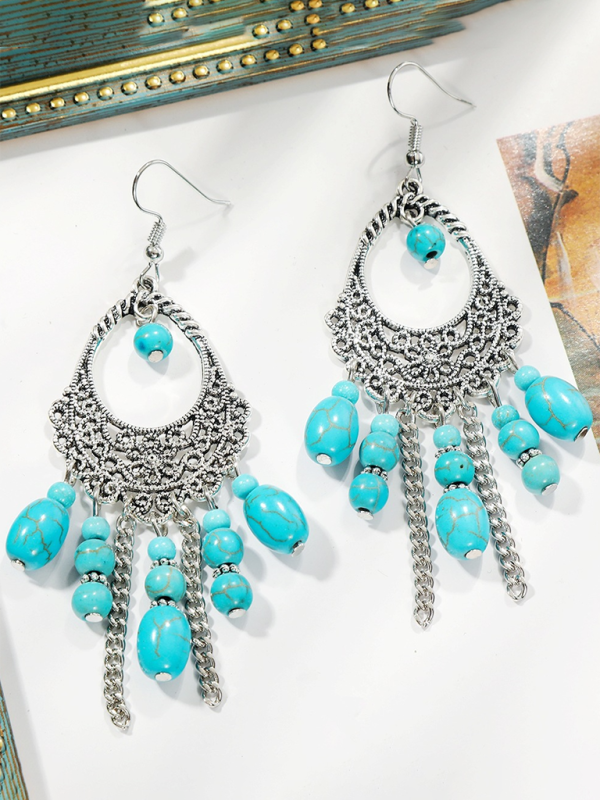 Bohemian vintage ethnic turquoise earring set - Hiccupzz