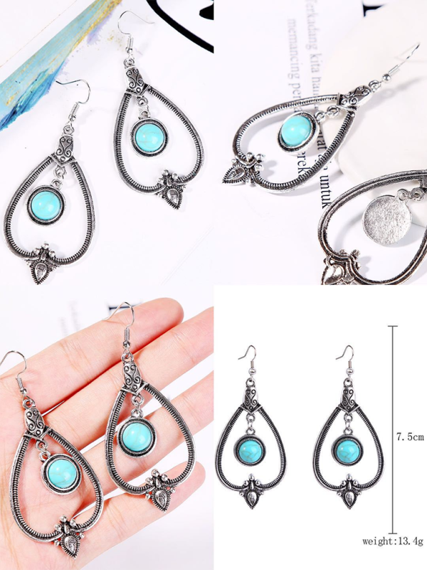 Bohemian vintage ethnic turquoise earring set - Hiccupzz