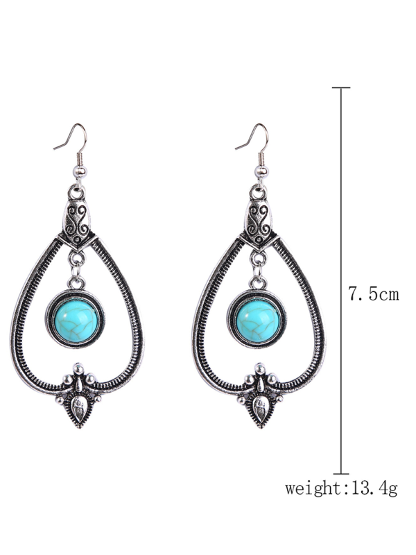 Bohemian vintage ethnic turquoise earring set - Hiccupzz