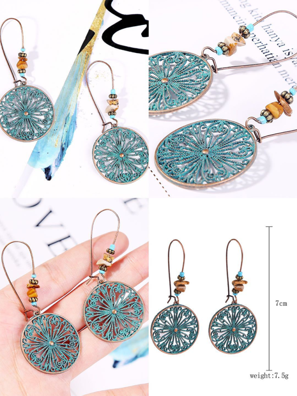 Bohemian vintage ethnic turquoise earring set - Hiccupzz