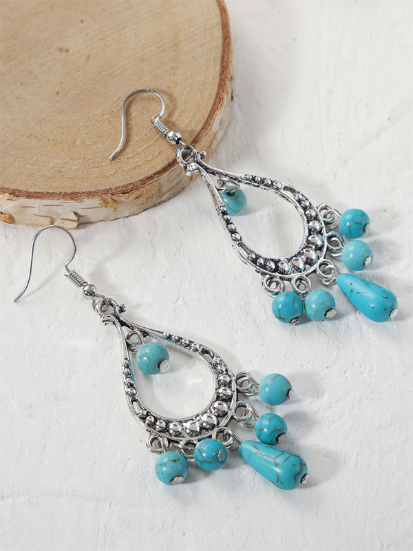 Bohemian vintage ethnic turquoise earring set - Hiccupzz