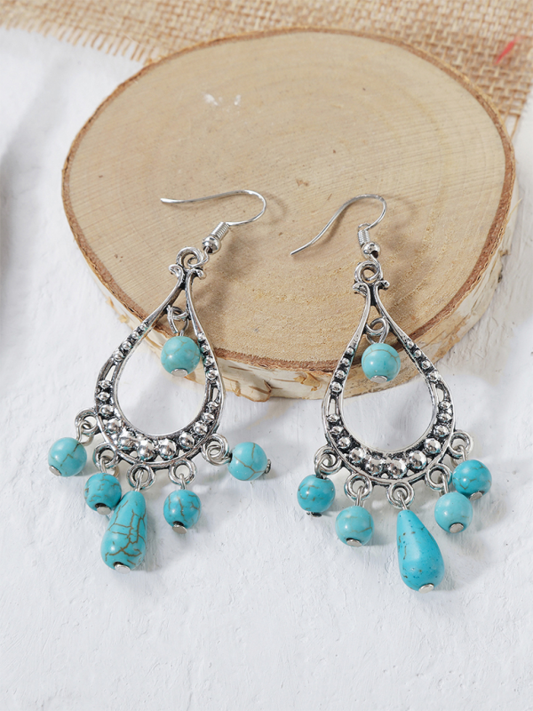 Bohemian vintage ethnic turquoise earring set - Hiccupzz