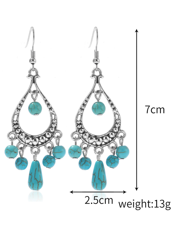 Bohemian vintage ethnic turquoise earring set - Hiccupzz