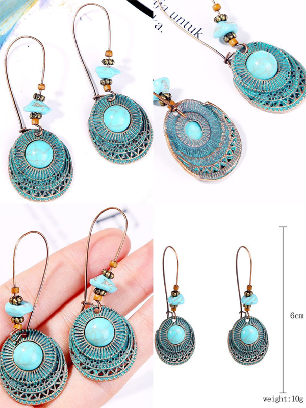 Bohemian vintage ethnic turquoise earring set - Hiccupzz