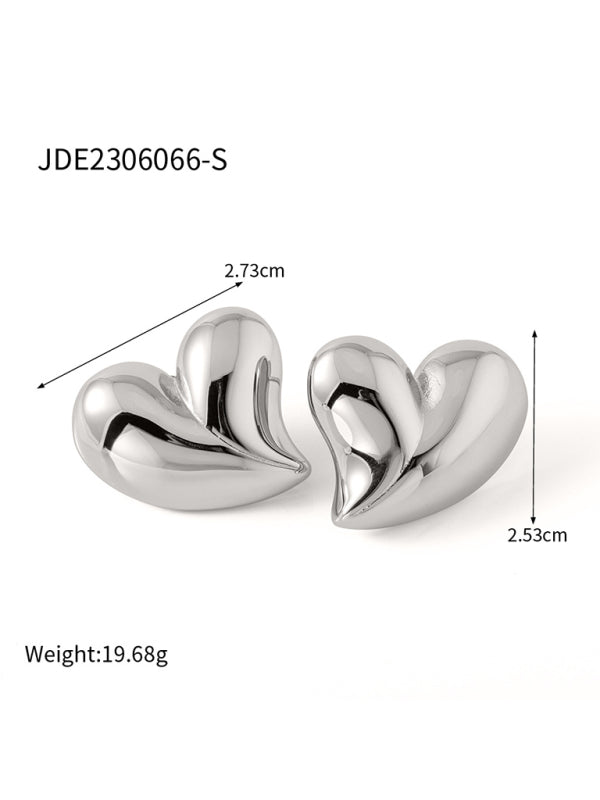New style simple silver non-fading large heart-shaped earrings/necklace - Hiccupzz