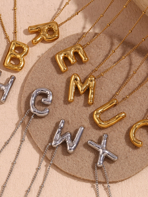 New stainless steel plated 24 letters balloon letter pendant necklace - Hiccupzz