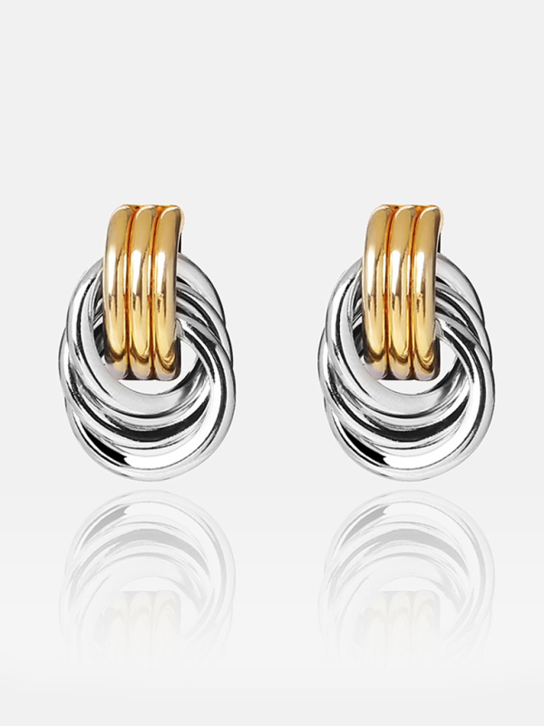 Women's knotted multi-layered geometric dangling earrings - Hiccupzz
