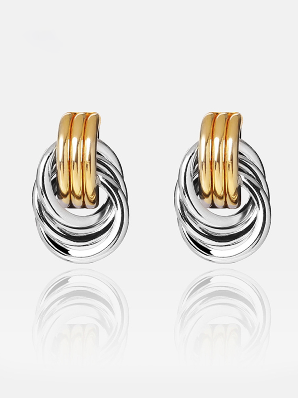 Women's knotted multi-layered geometric dangling earrings - Hiccupzz