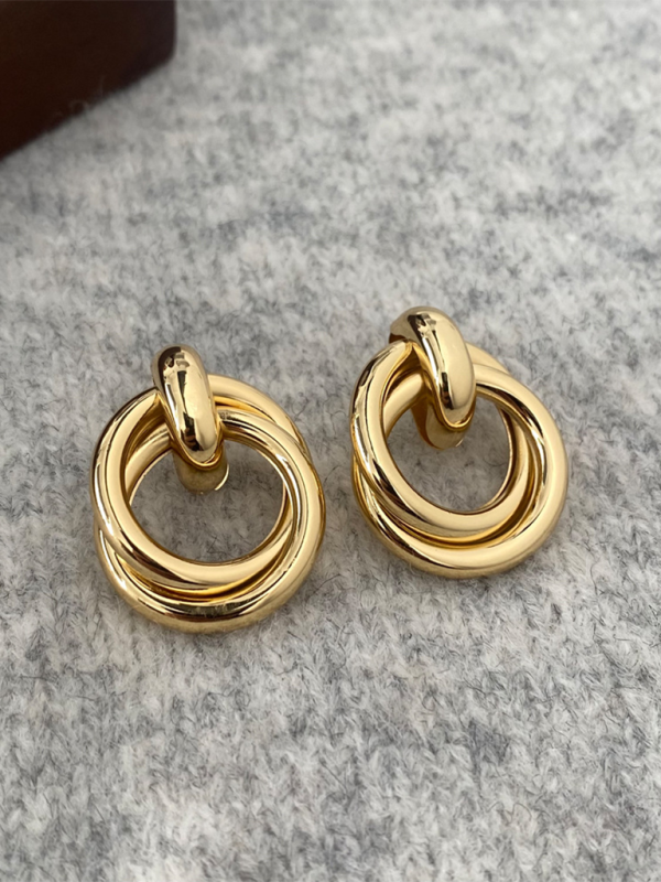 Women's knotted multi-layered geometric dangling earrings - Hiccupzz