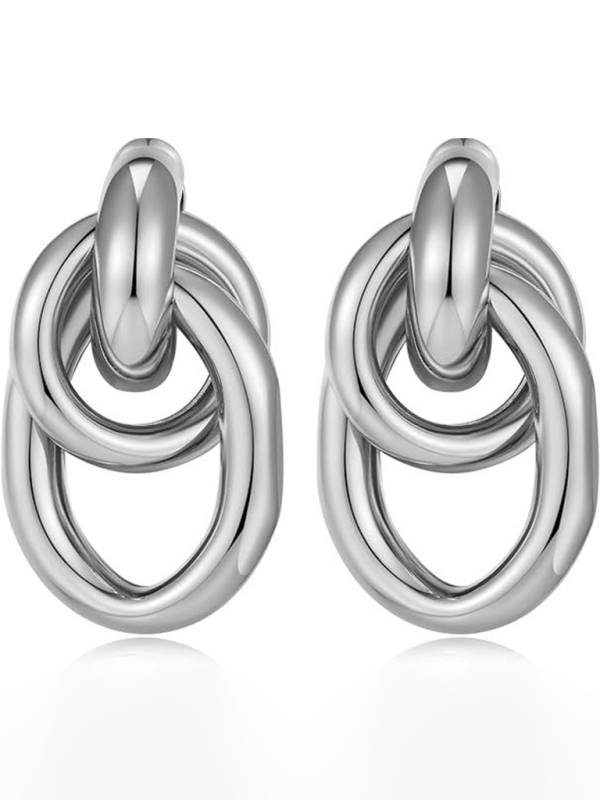 Women's knotted multi-layered geometric dangling earrings - Hiccupzz