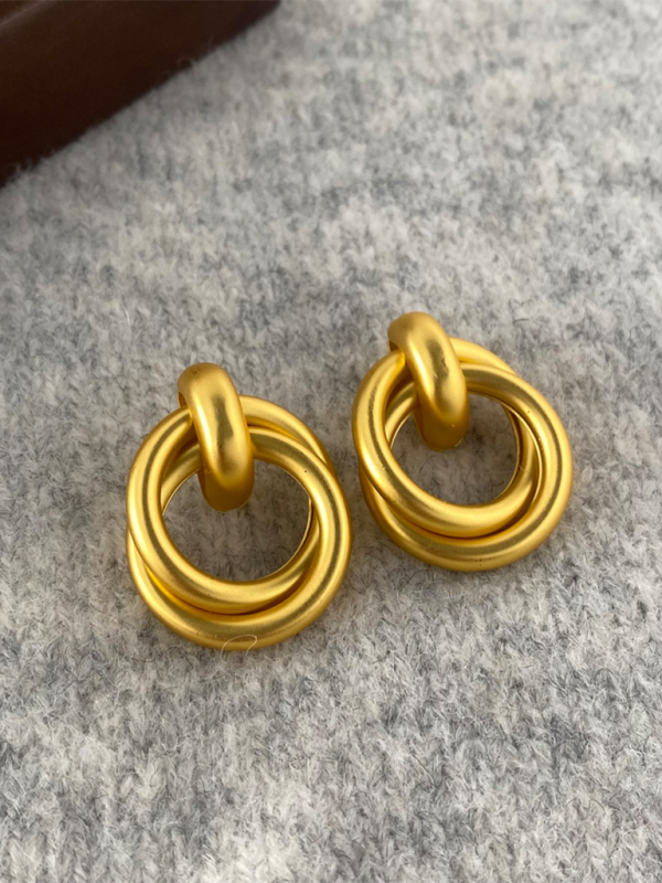 Women's knotted multi-layered geometric dangling earrings - Hiccupzz