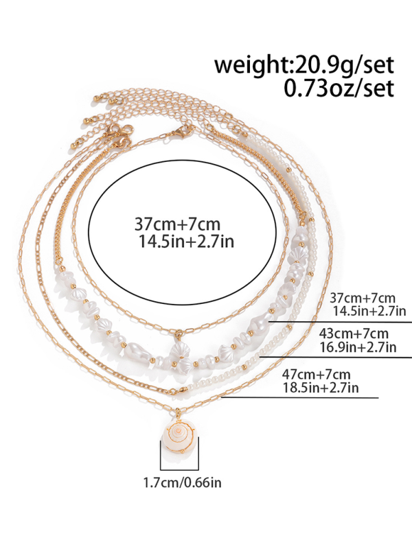 Ocean-style shell conch tassel multi-layer necklace, stacked soft clay starfish necklace - Hiccupzz