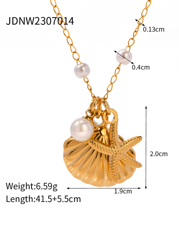 New summer beach style fashion ocean starfish shell necklace - Hiccupzz