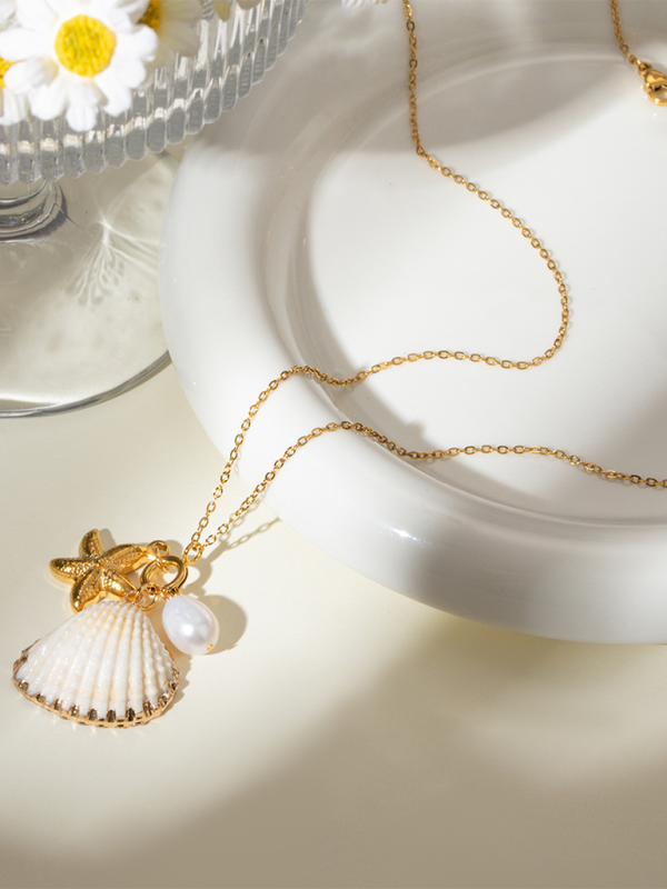 New ocean series pearl accessories, fashionable and versatile starfish shell necklaces and necklaces - Hiccupzz