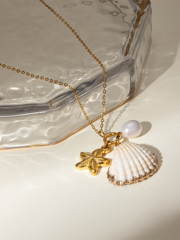 New ocean series pearl accessories, fashionable and versatile starfish shell necklaces and necklaces - Hiccupzz