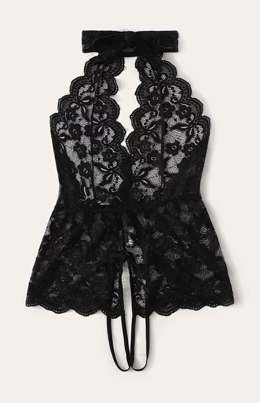 Women Floral Lace Sleeveless Bodysuit Lingerie