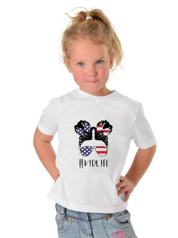 Children's Alphabet Cartoon Graphic Print Short Sleeve T-Shirt - Hiccupzz