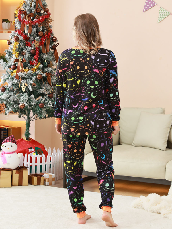 Halloween Home wear Pumpkin Print Two Piece Pajama Set - Hiccupzz