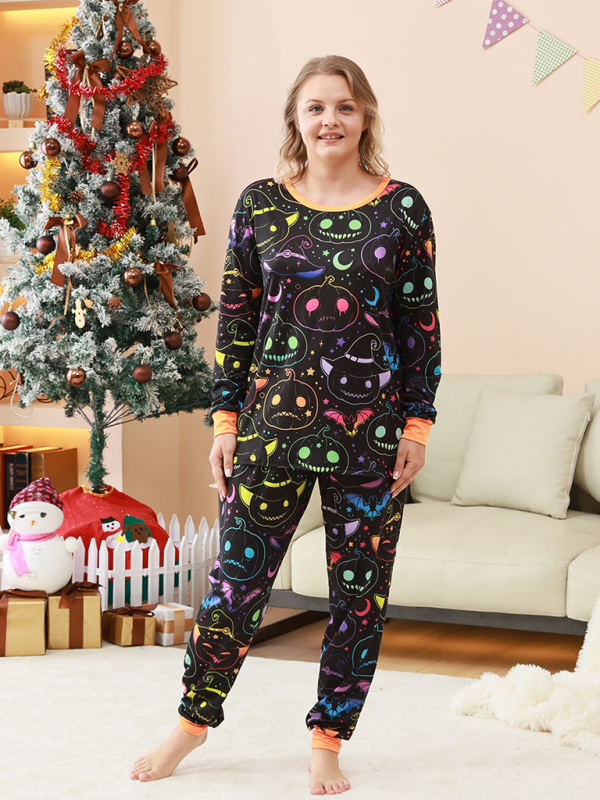 Halloween Home wear Pumpkin Print Two Piece Pajama Set - Hiccupzz