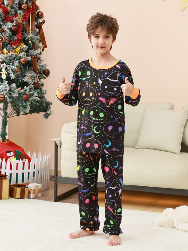 Halloween Home wear Pumpkin Print Two Piece Pajama Set - Hiccupzz