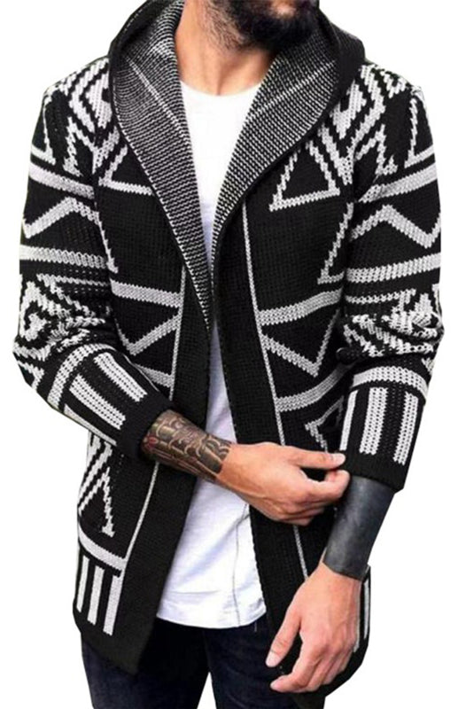 Autumn And Winter Models Cardigan Sweater In The Long Jacquard Knitwear Jacket - Hiccupzz