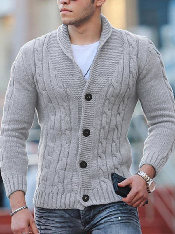 New Sweater Men's Knitted Cardigan Solid Color Slim Men's Jacket - Hiccupzz