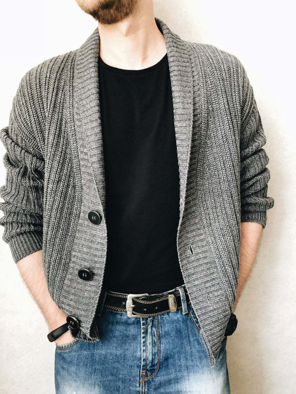 Men's Solid Color Single Breasted Casual Knit Cardigan - Hiccupzz