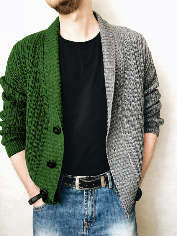 Men's Color Block Single Breasted Casual Knit Cardigan - Hiccupzz