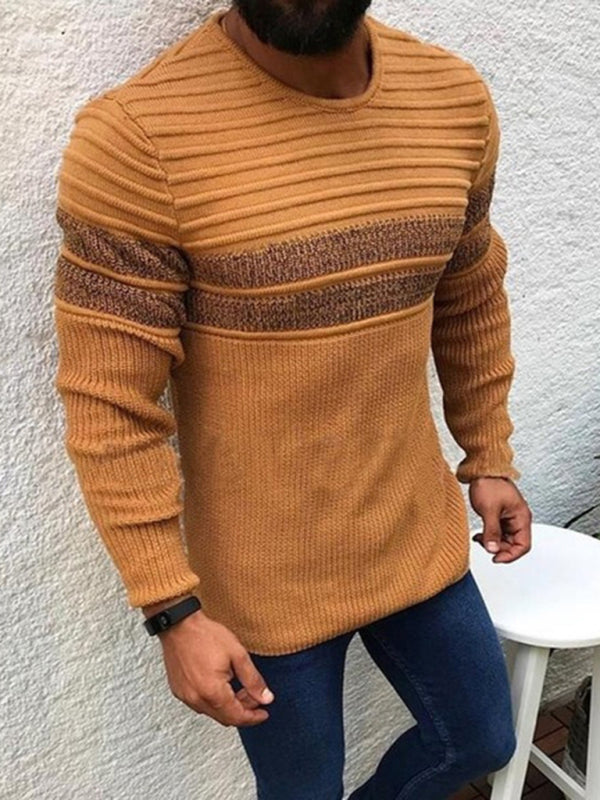 Men's Colorblock Stripe Casual Crew Neck Pullover - Hiccupzz