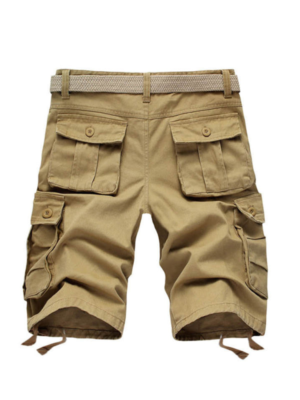 Straight Leg Cropped Pants Men's Loose Casual Pants Outdoor Sports Cargo Shorts (Without Belt)