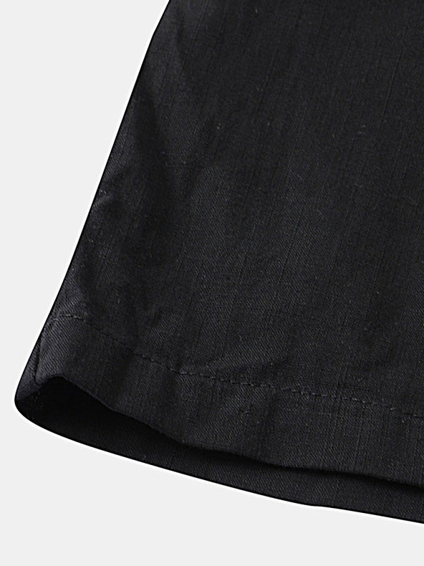 Men's Cotton Linen Casual Set – Solid Color Short-Sleeve T-Shirt & Shorts