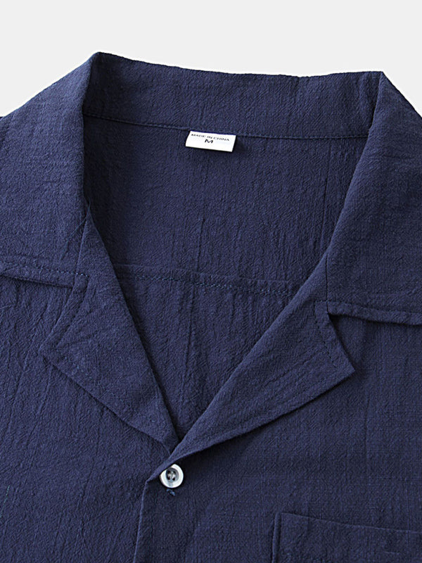 Men's Cotton Linen Casual Set – Solid Color Short-Sleeve T-Shirt & Shorts