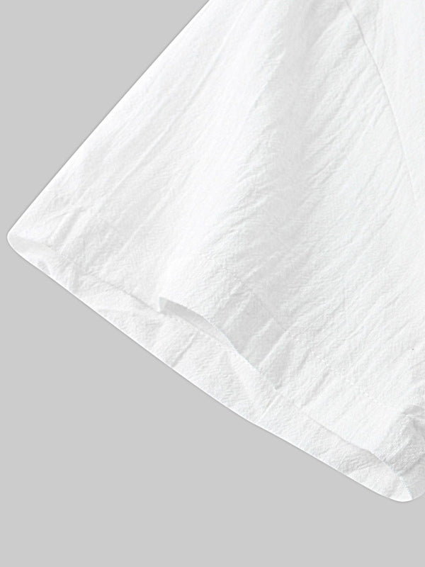 Men's Cotton Linen Casual Set – Solid Color Short-Sleeve T-Shirt & Shorts