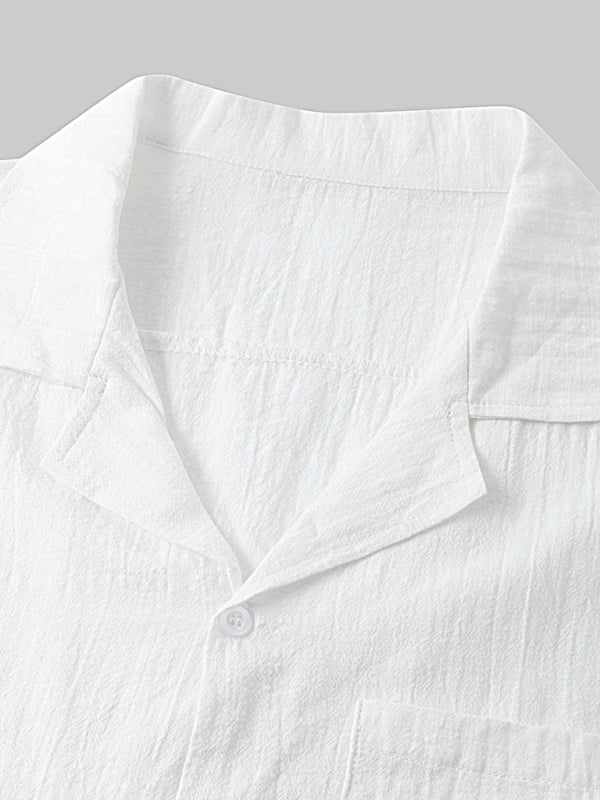 Men's Cotton Linen Casual Set – Solid Color Short-Sleeve T-Shirt & Shorts