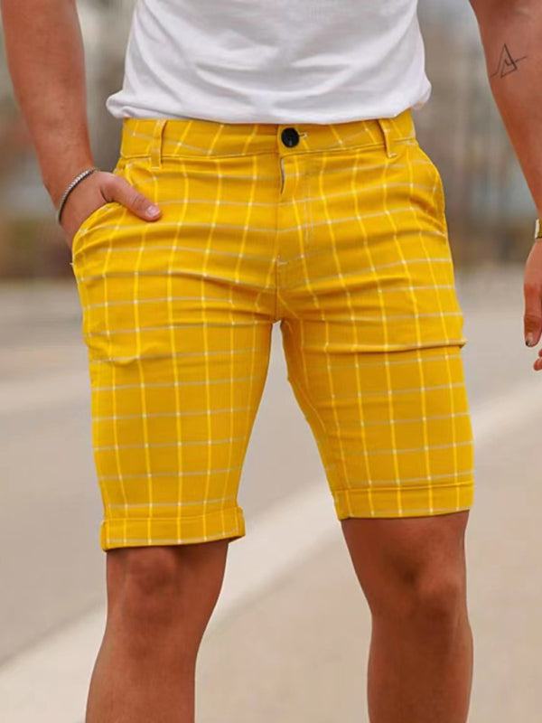 Men's skinny plaid plus size casual shorts - Hiccupzz