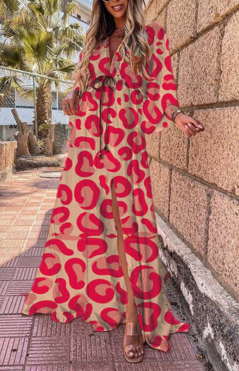Temperament Holiday High Waist Fashion Print Dress - Hiccupzz