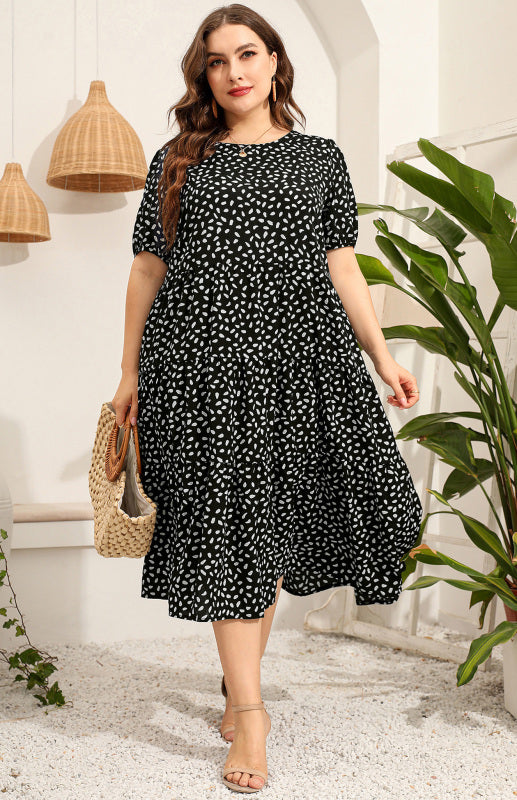 Maternity Print Short Sleeve Flowy Dress - Hiccupzz
