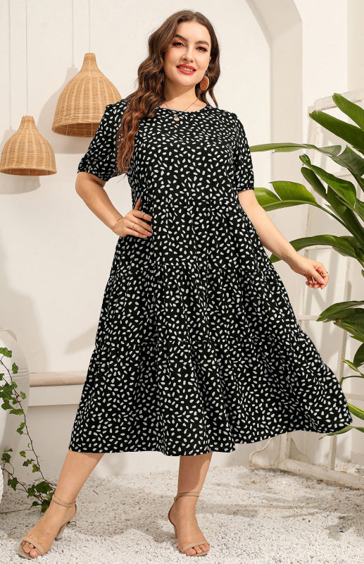 Maternity Print Short Sleeve Flowy Dress - Hiccupzz