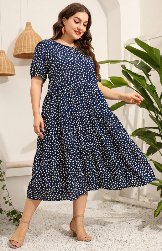 Maternity Print Short Sleeve Flowy Dress - Hiccupzz