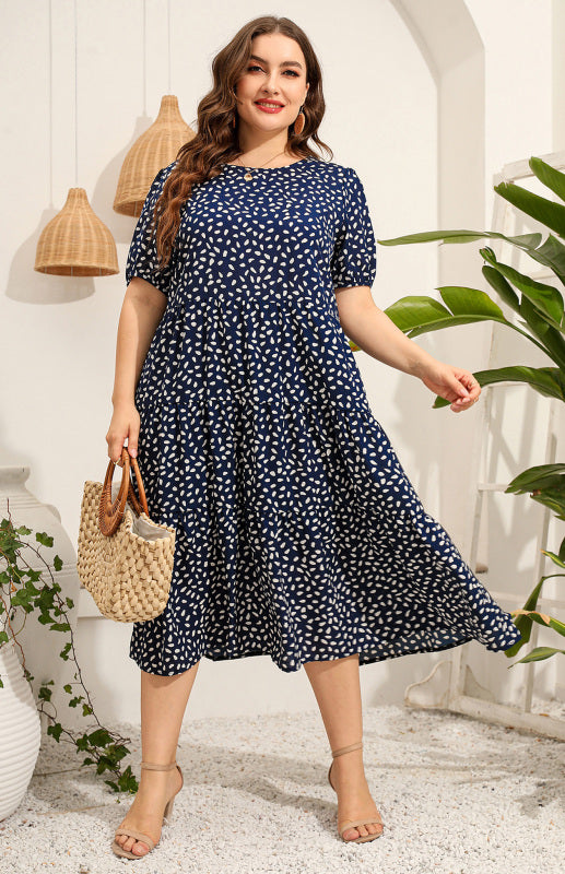 Maternity Print Short Sleeve Flowy Dress - Hiccupzz