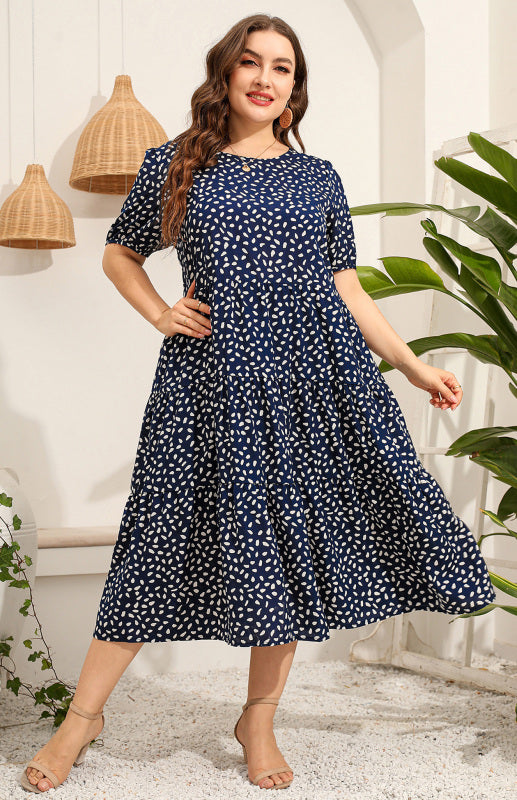 Maternity Print Short Sleeve Flowy Dress - Hiccupzz
