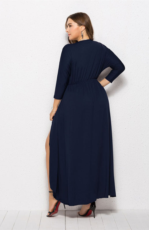 Women's Plus Size Solid Deep V Dress - Hiccupzz